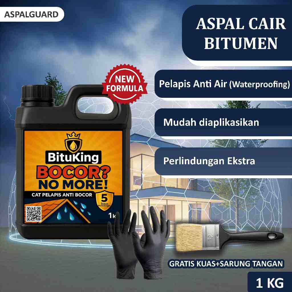 Cat Aspal Cair Anti Bocor 1 Kg – Solusi Tahan Bocor untuk Dak, Talang, Atap Rumah