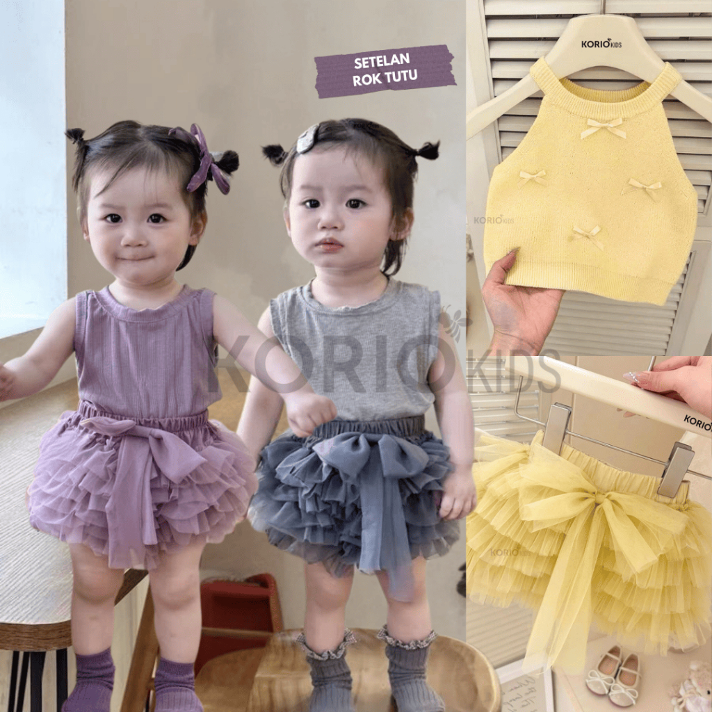 Setelan Anak Perempuan Rok Tutu Import Kualitas Premium Baju Pergi Jalan-Jalan