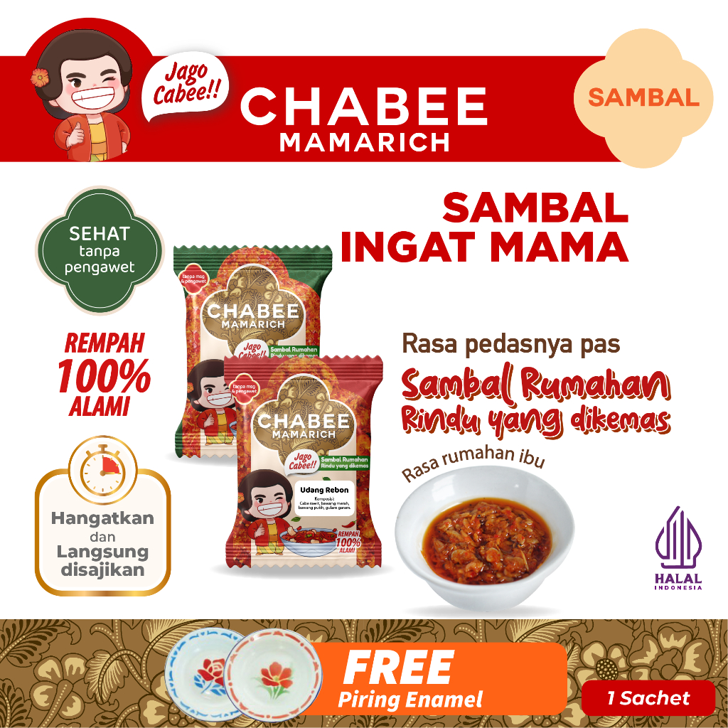 

Chabee Sambal Candu Pedas Ingat Mama / Sambal Rumahan Kemasan Praktis Anak Kos & Travelling – Sehat Tanpa Pengawet | Sambel Cabe Pedas