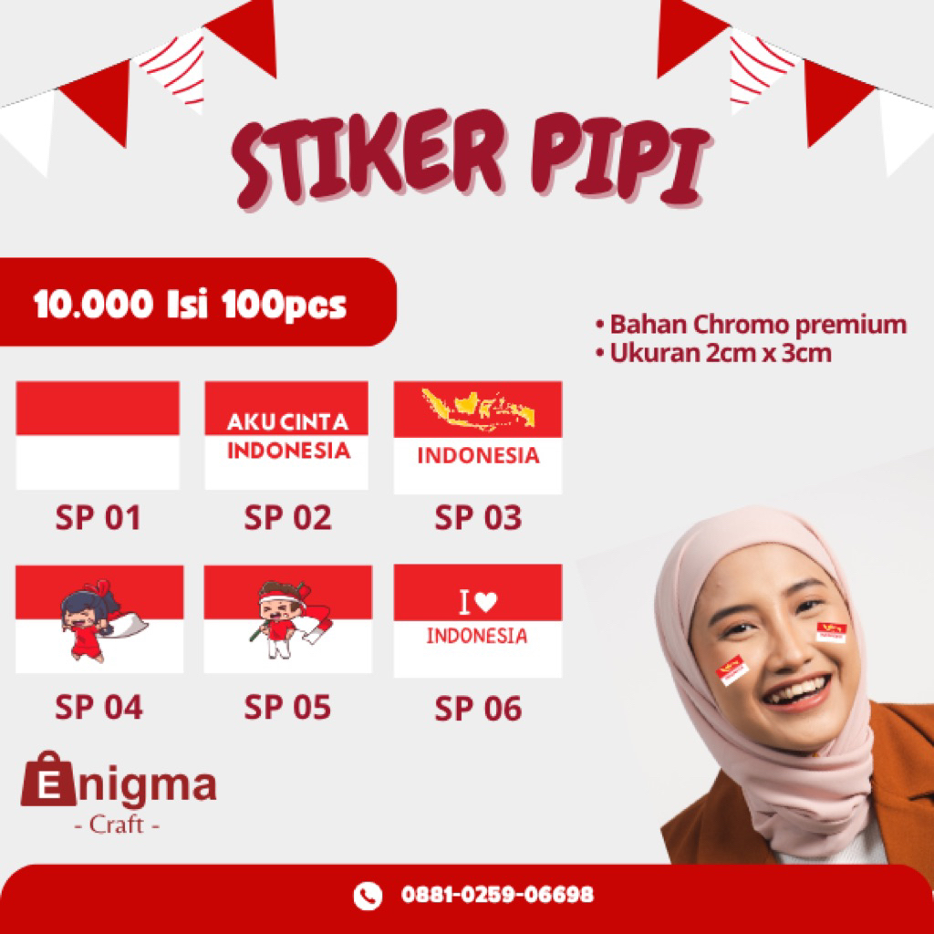 

Stiker pipi stiker bendera merah putih bahan chromo isi 100pcs