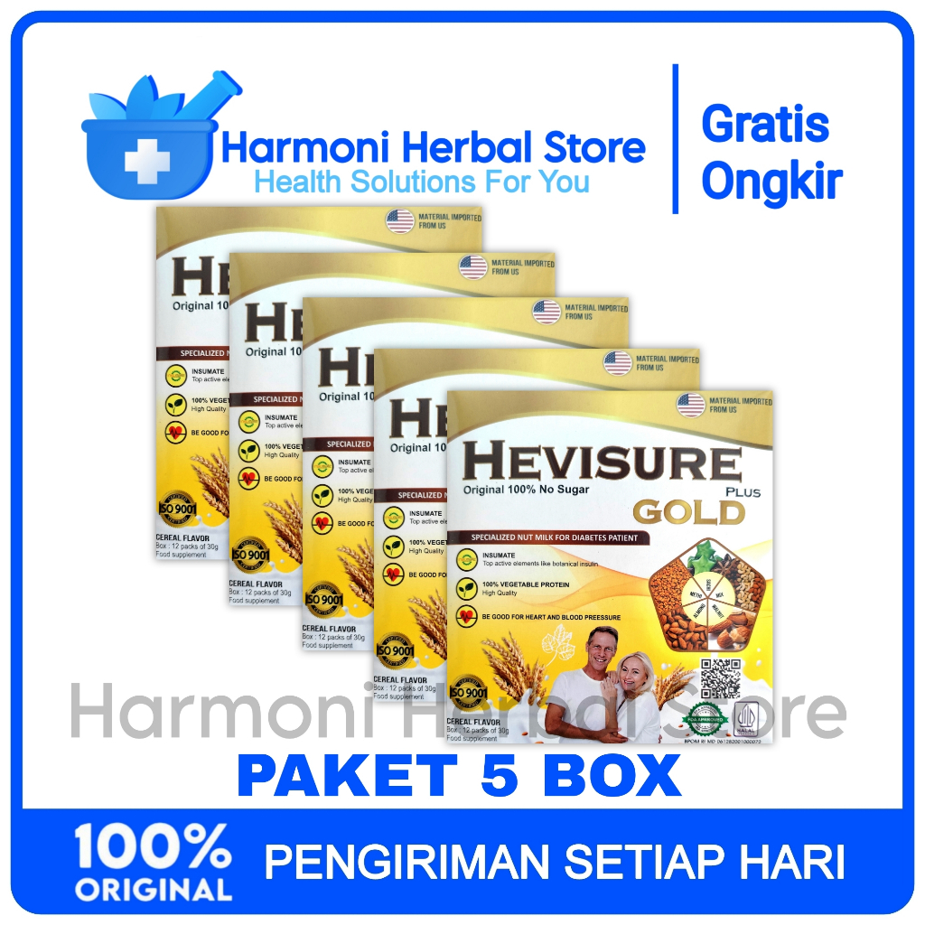 

Paket 5 Box Hevisure Gold Asli Original Susu Diabetes Kencing Manis Ampuh Atasi Gula Darah Tinggi