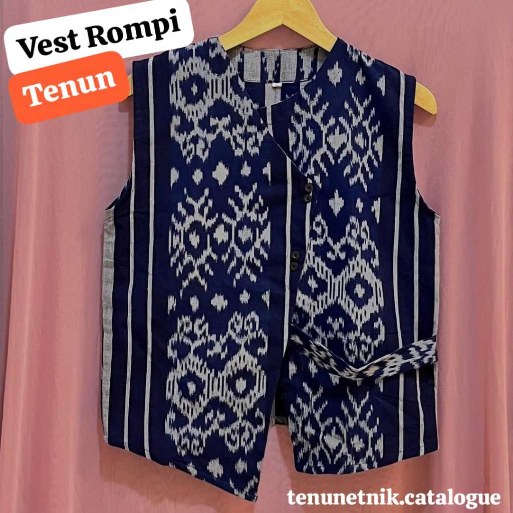 BAJU VEST TENUN. ROMPI TENUN. KEMEJA PRIA TENUN. BAJU PESTA. BAJU KANTOR. BAJU KONDANGAN. KAIN TENUN
