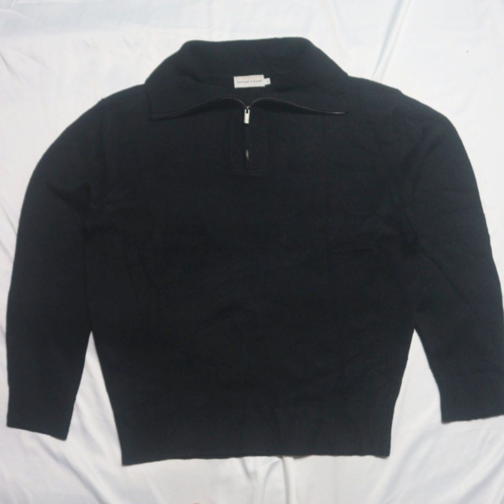 COSTUME O'CLOCK Half Zipper Korean Brand Black Hitam Knitwear Sweater Sweatshirt Crewneck Rajut Wool