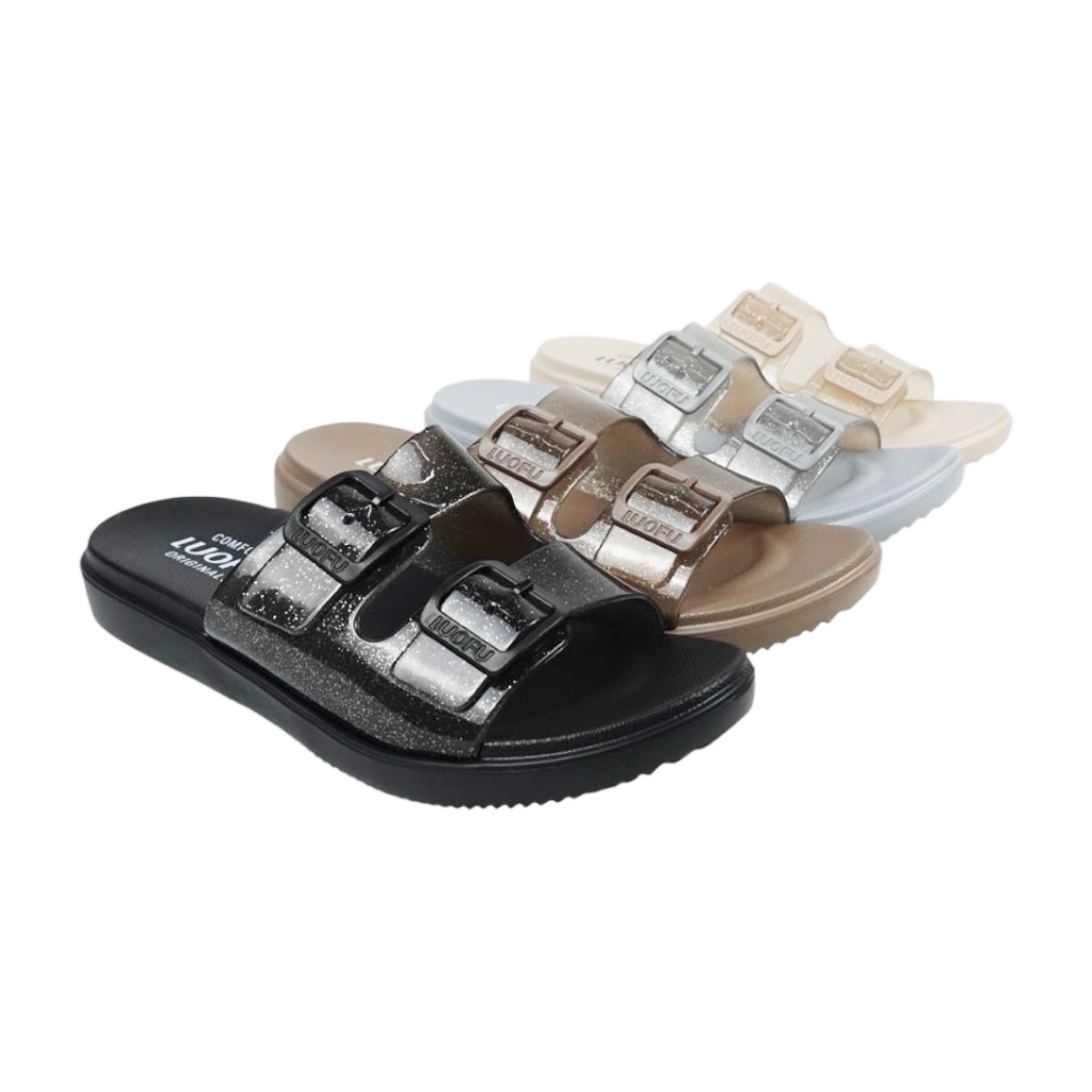 LUOFU Sendal Selop Ban Dua Glitter Transparant E7188TF-4W [E01]