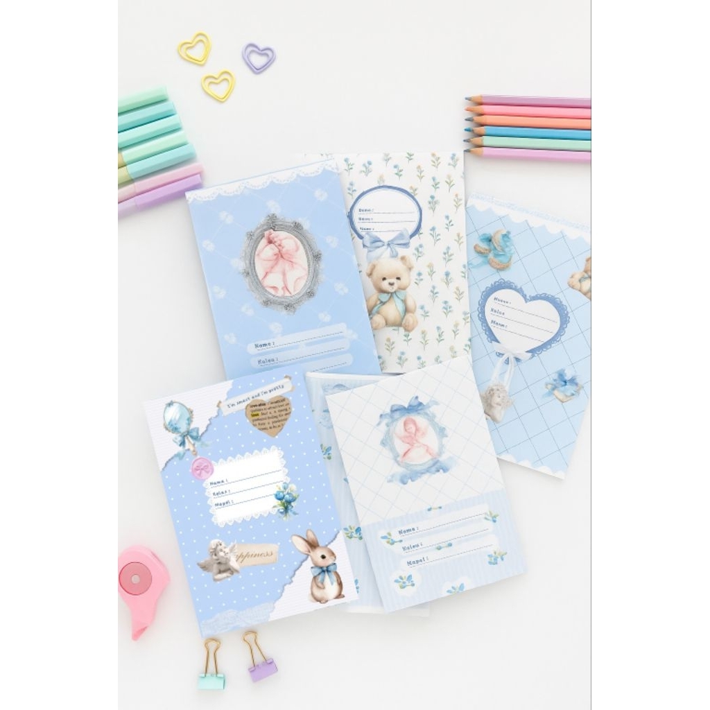 

(ISI 5 ) TERMURAH SAMPUL BUKU BLUE VINTAGE AESTHETIC | BUKU BIGBOSS