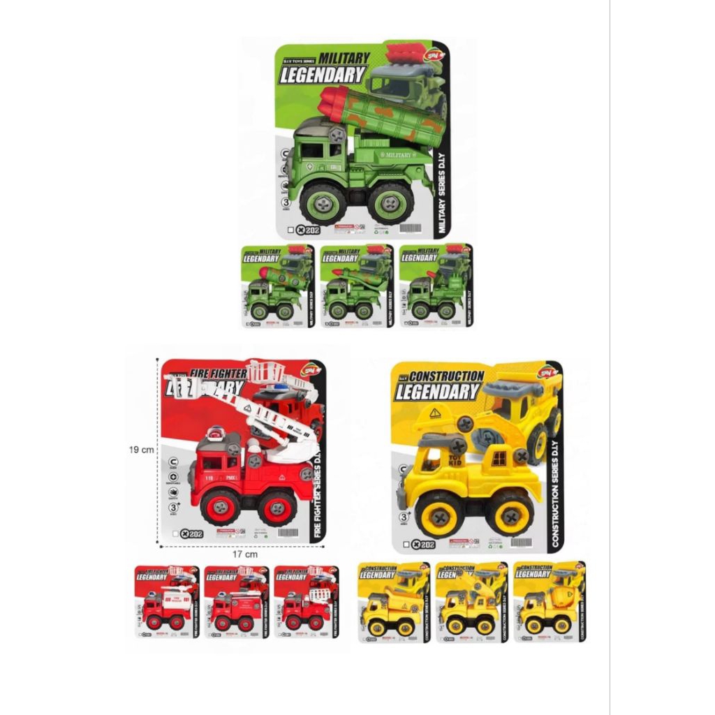 MAINAN DIY MOBIL TRUCK ISI 1 BUKAN KEMASAN BOX | MAINAN EDUKASI DIY TRUCK X202 ISI 1PCS - PEMADAM FI