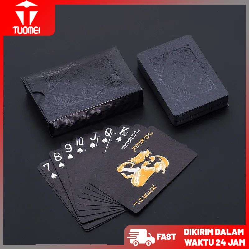 24K Kartu Remi Poker Plastik Anti Air Kartu remi foil emas kartu  poker/kartu poker