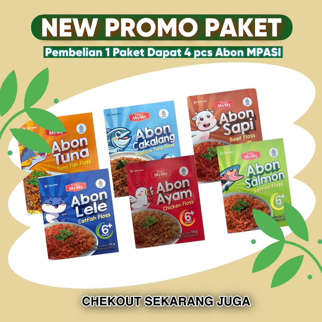 

Abon MPASI PROMO Beli 1 Paket dapat 4 pcs Abon Penambah Nafsu Makan Anak
