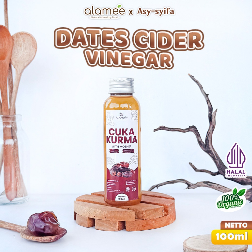 

ALAMEE Cuka Kurma With Mother Original Dates Cider Vinegar Fermentasi Probiotik Herbal 100ml