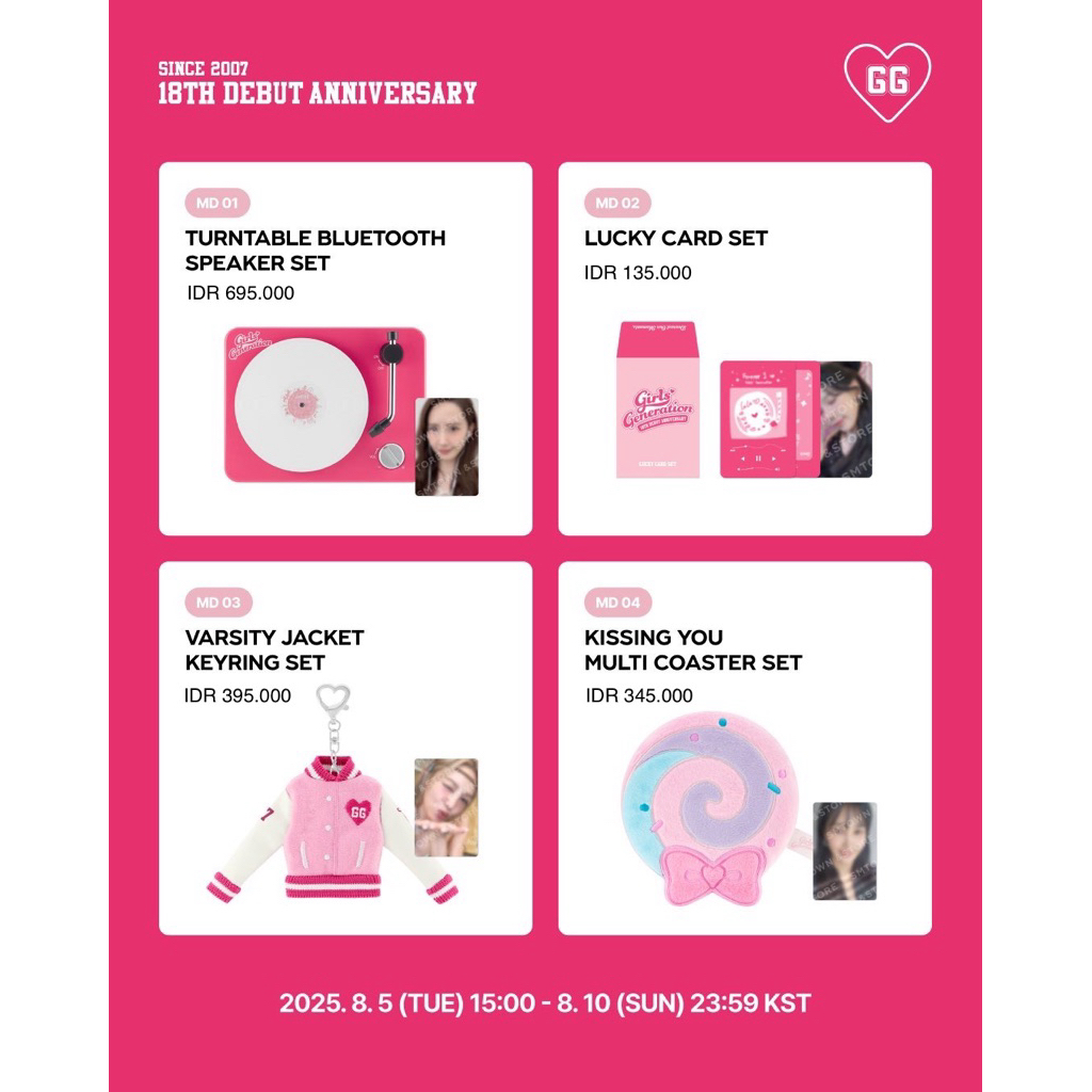 [DP] Girls’ Generation 18TH ANNIVERSARY  OFFICIAL MD GOODS