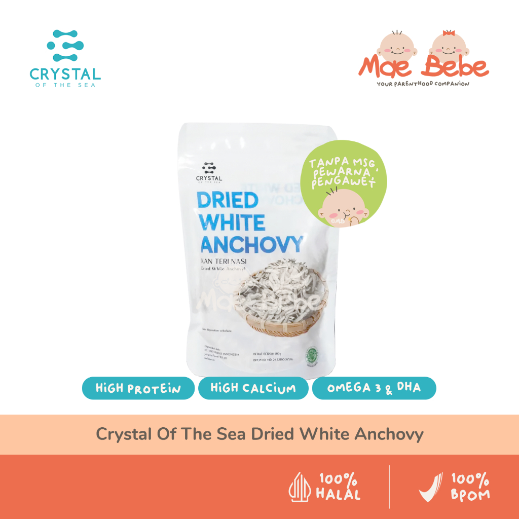 

Crystal Of The Sea Dried White Anchovy Ikan Teri Putih Kering Untuk MPASI Anak Tanpa Pengawet 80g