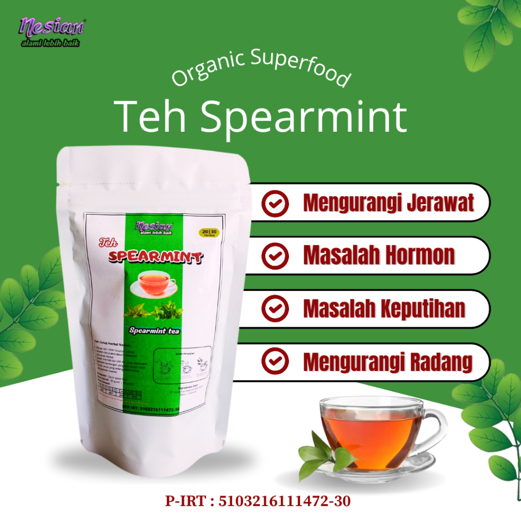 

NESIAN TEH SPEARMINT | TEH HERBAL | MENTHA SPIACATA | 20 KANTONG TEH