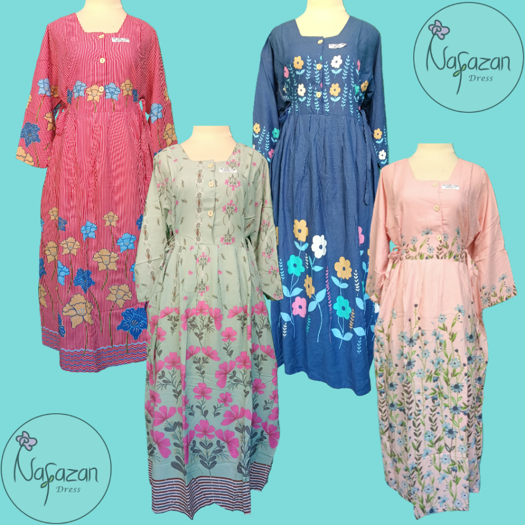 Batik HAP Daster Gamis Chibi Lengan 7/8 LD 110 Busui Kancing 3 Rayon Premium Nyaman Cantik