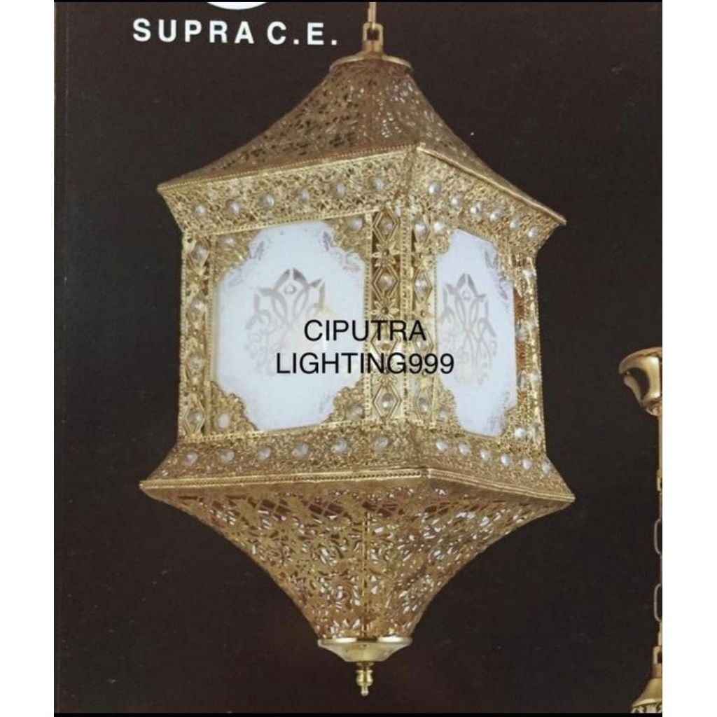LAMPU GANTUNG HIAS KLASIK TURKI MASJID TERAS 4 LAMPU DIAMETER 40x40xH60 CM MEWAH