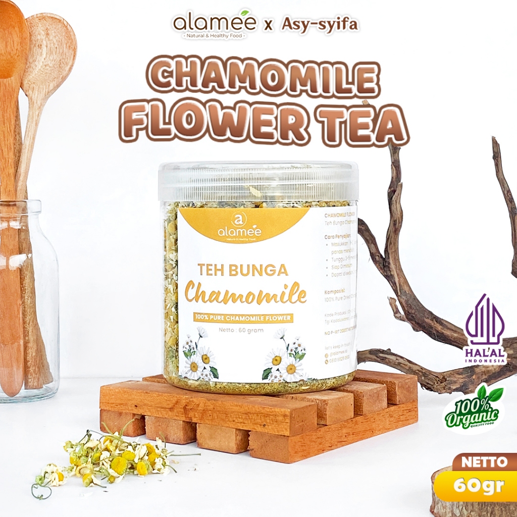 

ALAMEE Chamomile Tea Teh Bunga Camomile Flower Bunga Kamomile Dried Flower Organik Siap Minum 60gr