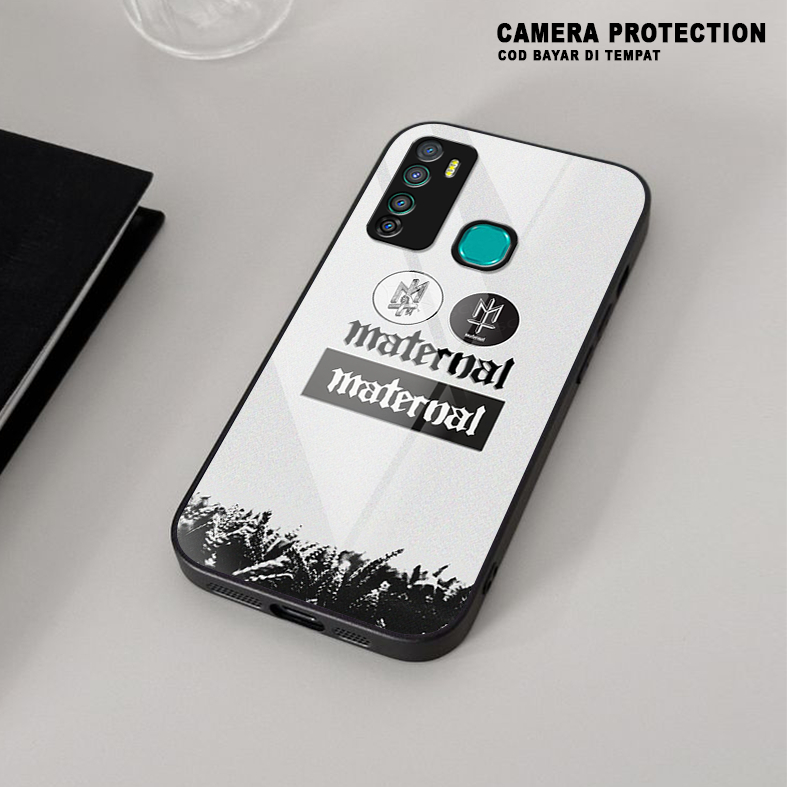 HS32 Case Infinix Hot 9 - Hot 9 Play Terbaru - Softcase Glass Kaca -  Hardcase 2D Glossy - Case Hand
