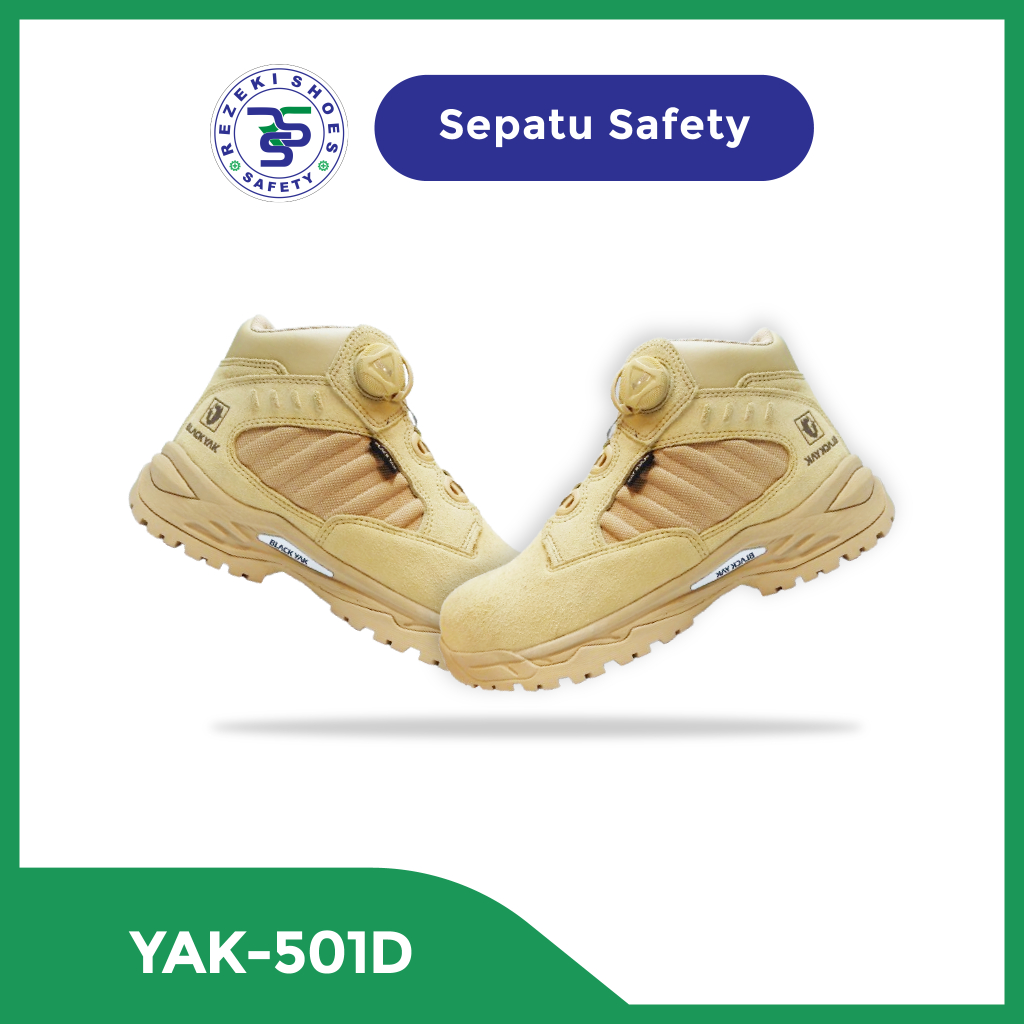 Sepatu Safety Black Yak 501D / 570D BOA Cream - Sepatu Sport Safety Black Yak 501D / 570D