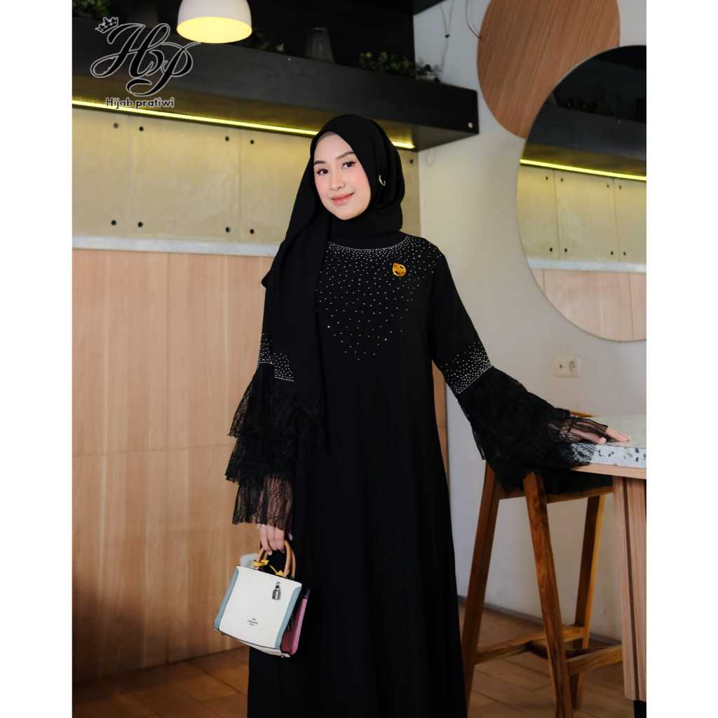 Hijab Pratiwi - Abaya Shanum Dress Muslim Wanita Free Hijab Simple Kekinian Mix Swaroski Cantik Eleg