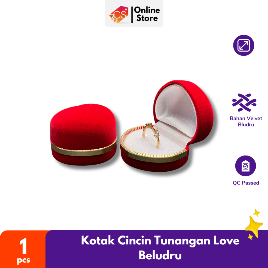 Ring Box/ Kotak Cincin Tunangan Love Beludru / Tempat Cincin Love