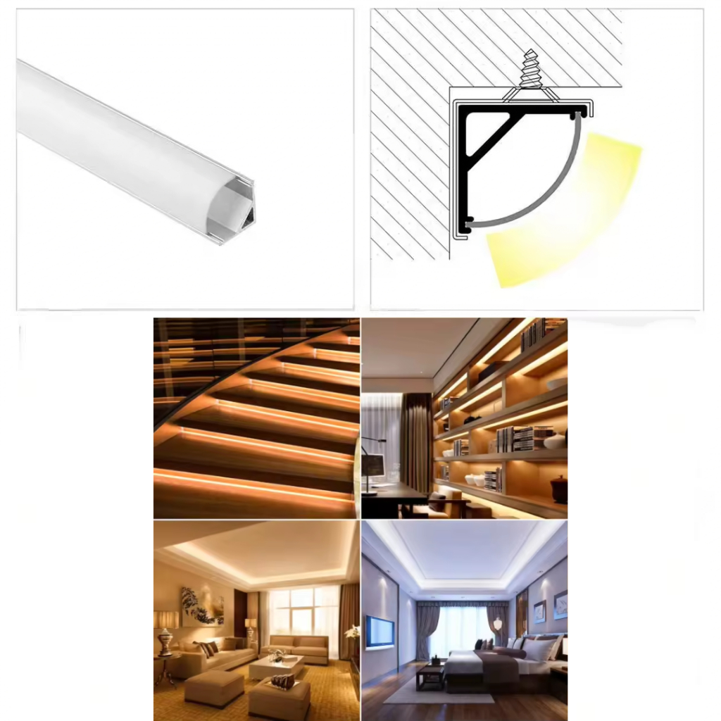 Rulam sudut cover led strip housing led strip sudut