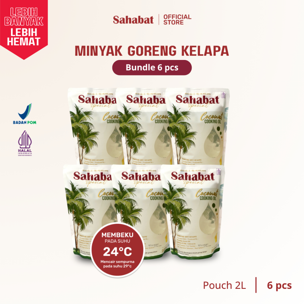 

Sahabat Special Minyak Goreng Kelapa 2L Pouch (6pcs) - Coconut Cooking Oil | 2 Liter Pouch (6 pcs/1 dus)