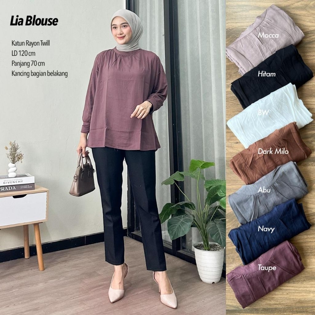LIA BLOUSE WANITA RAYON TWILL / BLOUSE POLOS / BLOUSE RAYON TWILL