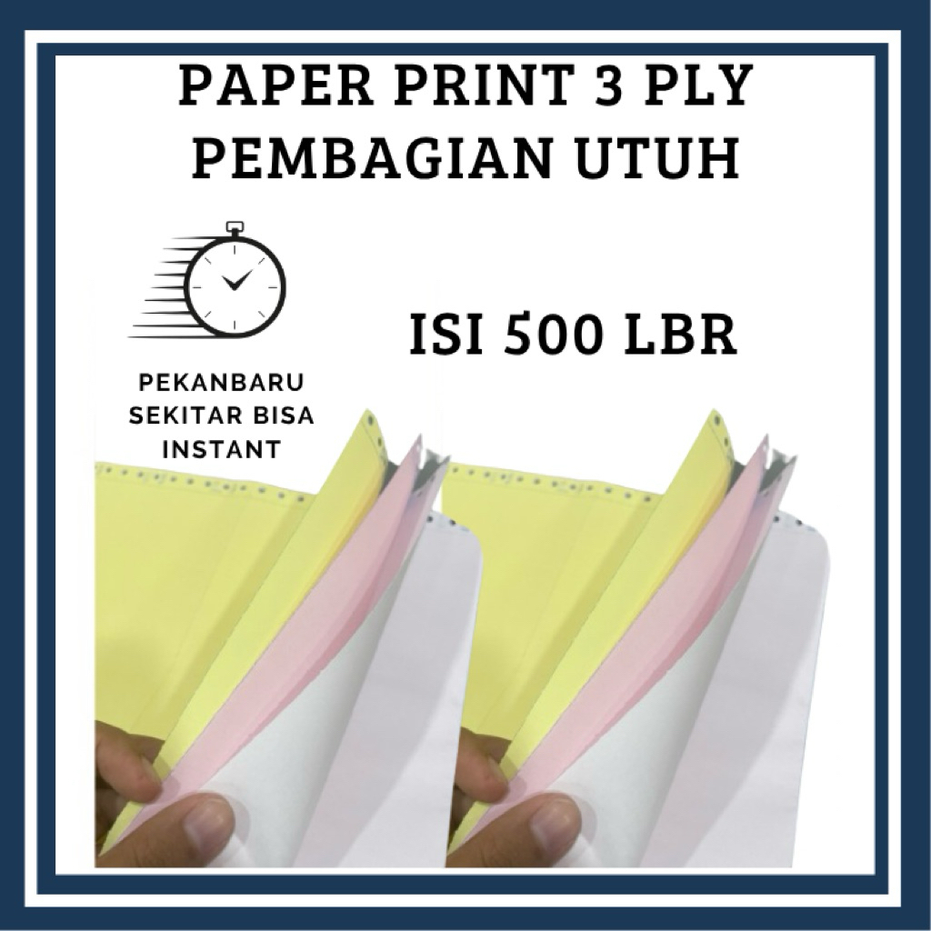 

Paperpryns Continuous Form NCR 3PLY (9,5" x 11") , Pembagian Utuh , Kertas Bon 3 Warna Isi -+ 500 Lembar utuh