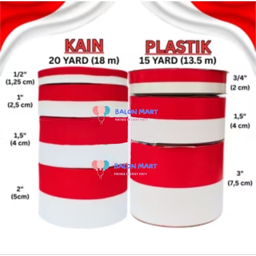 

Pita Kain / Plastik Merah Putih Dekorasi Dirgahayu RI