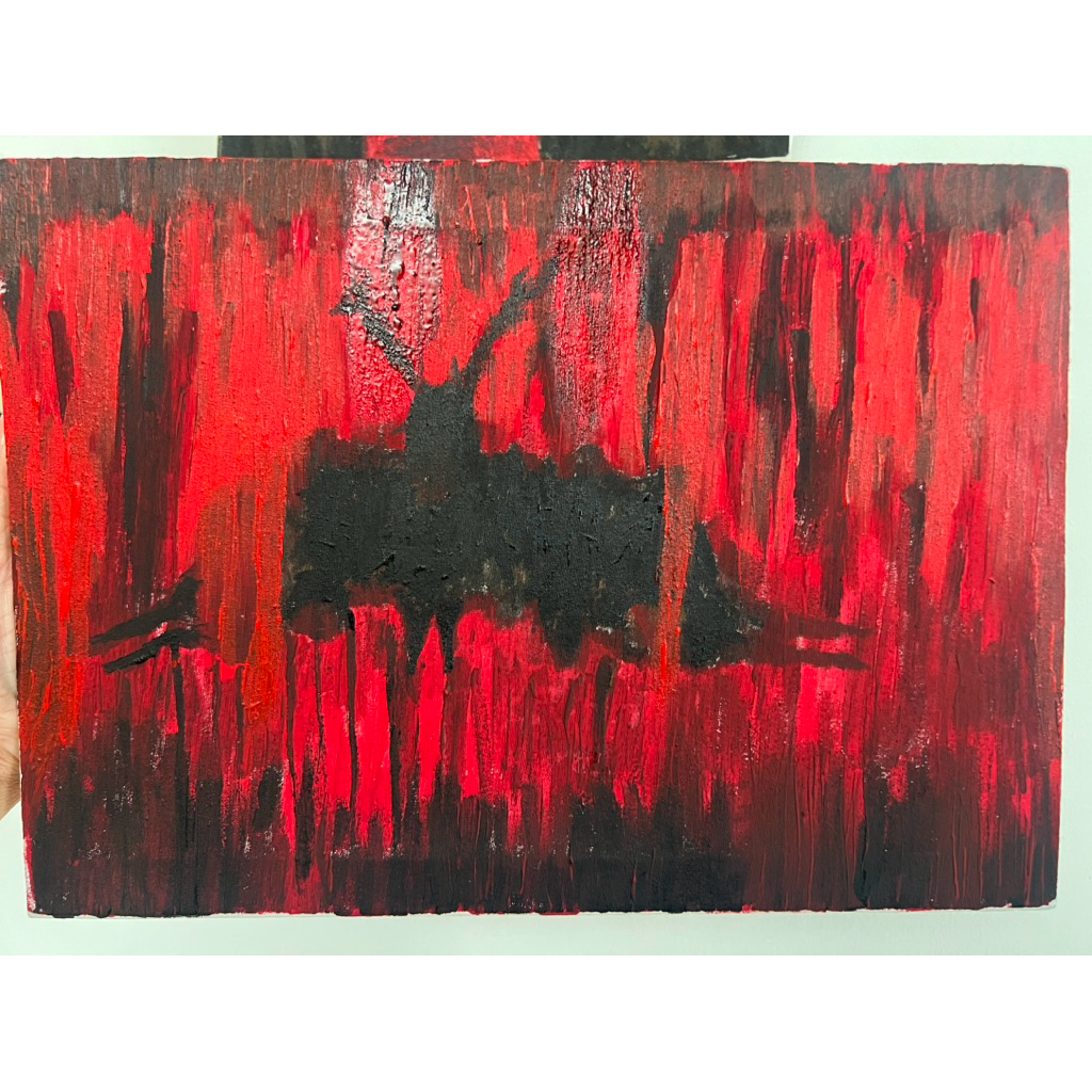 

BURNING MINDS (35cm x 25cm) Landscape Cat Akrilik tema emosional trauma