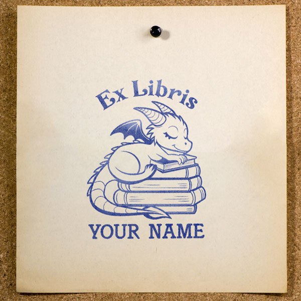 

Stempel Buku Ex Libris Kustom Nama | Desain Naga Penjaga Buku | SE-67 | Perpustakaan Pribadi