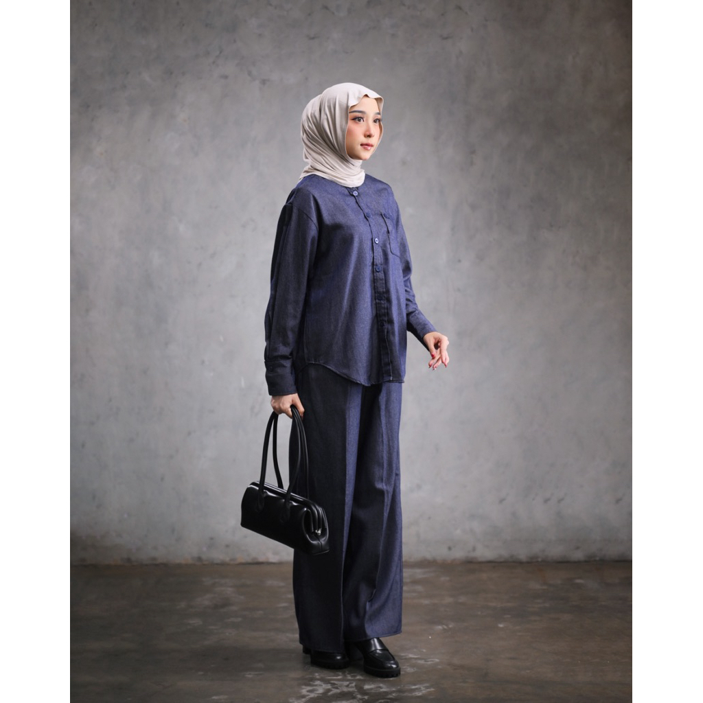 SASHEENA Kayko One Set || Setelan Kemeja || Set Jeans Wanita || Setcel || Set Levis