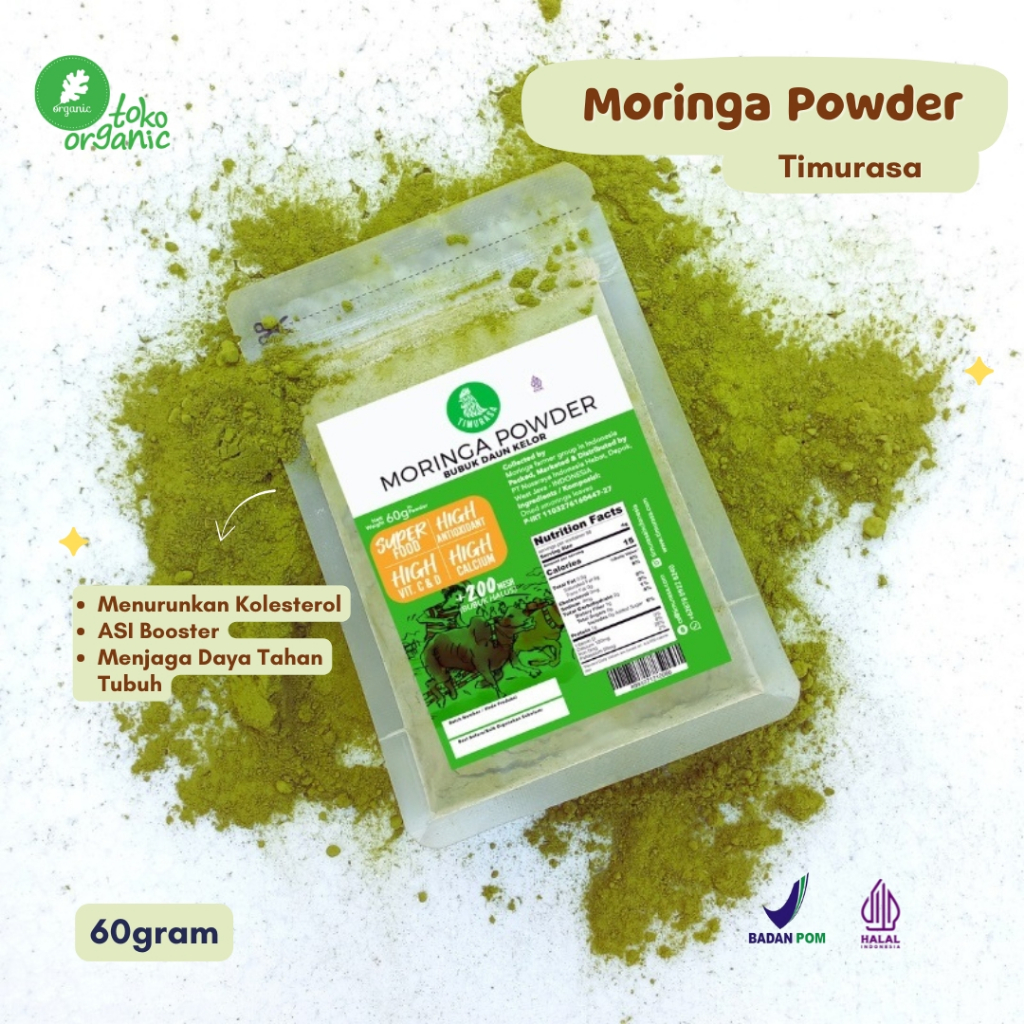 

Timurasa Moringa Powder (60gr) | Moringa Powder 60gr Superfood | Daun Kelor Extract, Bubuk Daun Kelor Premium, Daun Kelor Powder, Daun Kelor untuk Asi Booster, Moringa Powder untuk Asi Booster