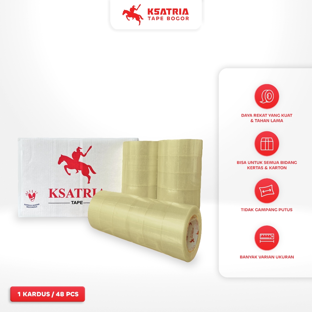 

OPP Tape Isi 48 Lakban Bening 45MM*200 Yard (1 Dus) Kualitas Daya Rekat Kuat Termurah Ksatria Tape