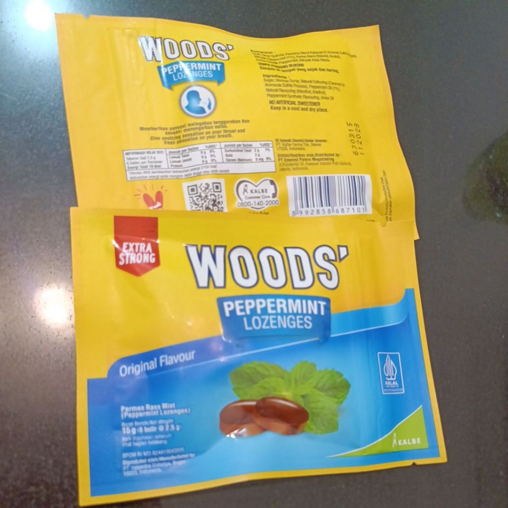 

Woods' Peppermint Lozenges Original Flavour 15gr 6 Butir