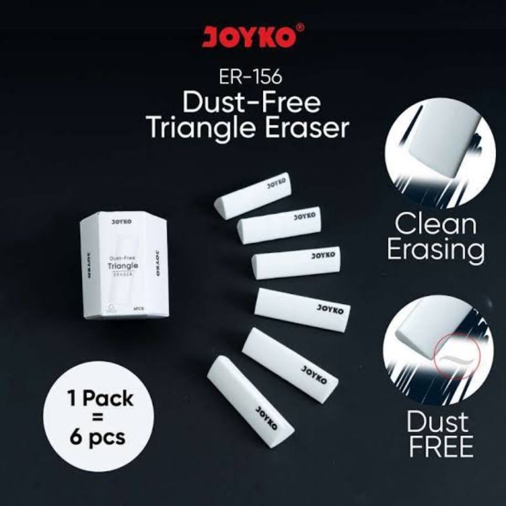 

JOYKO Eraser ER-156 Triangle eraser 1 set isi 6 Penghapus JOYKO ER-156 Triangle 1 set isi 6