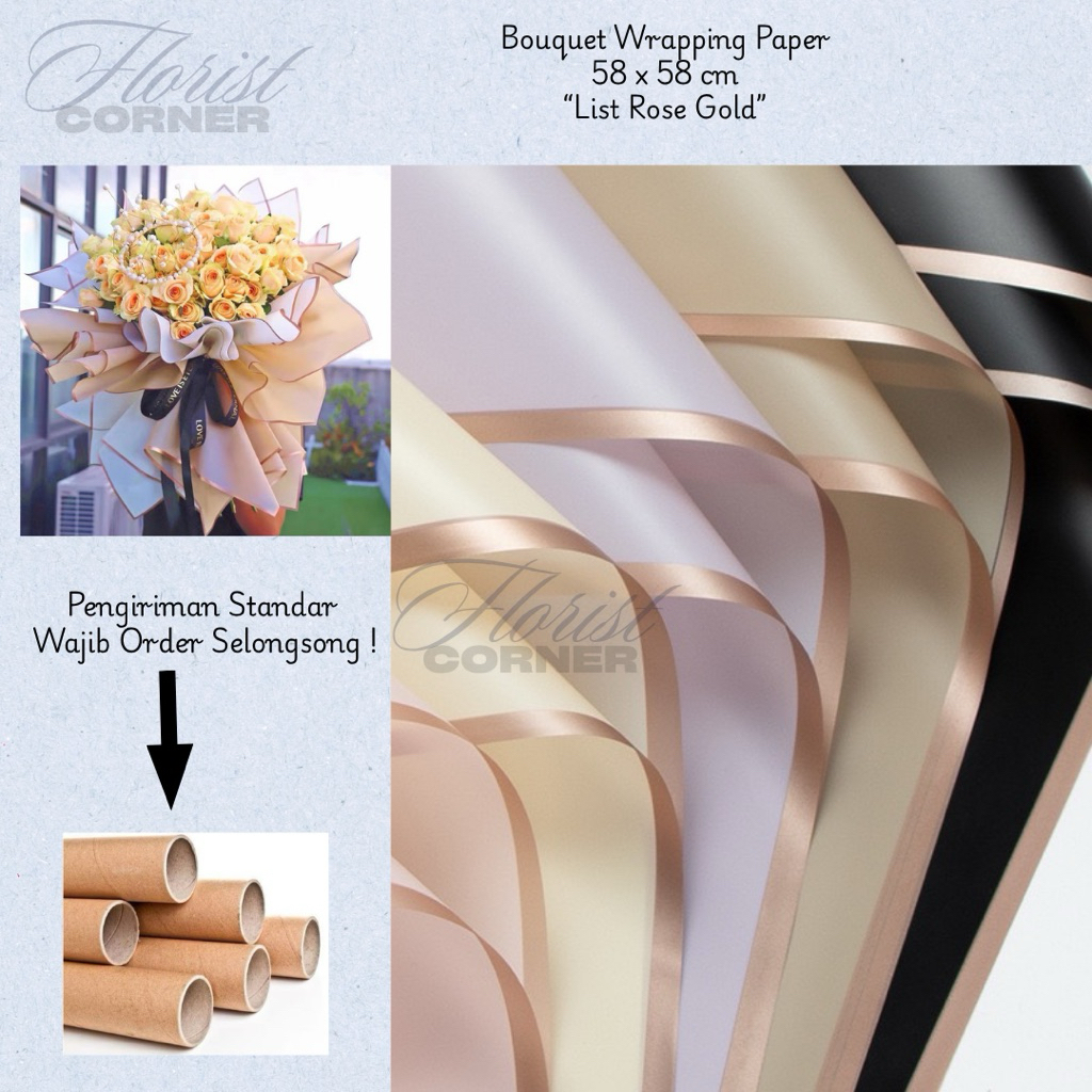 

[ Per Lembar ] Kertas Buket List Rosegold / Cellophane Flower Wrapping