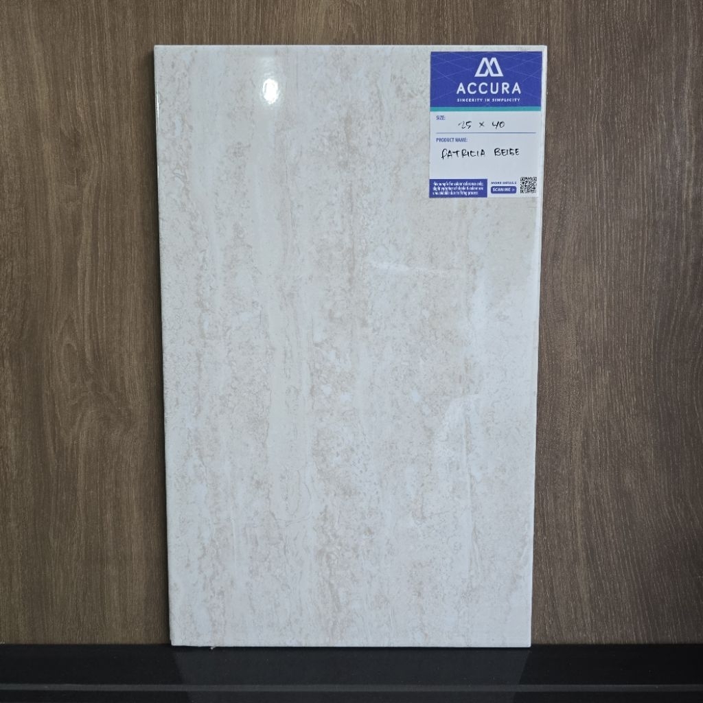 Keramik Dinding Travertine Glossy Mulia Accura 25x40 PATRICIA BEIGE