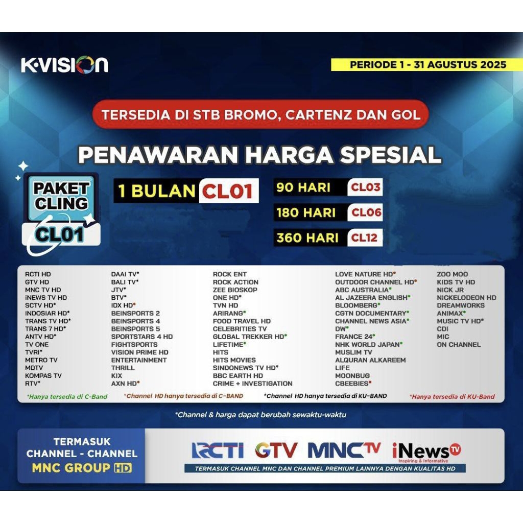 Paket Cling 12Bulan | Receiver K-Vision