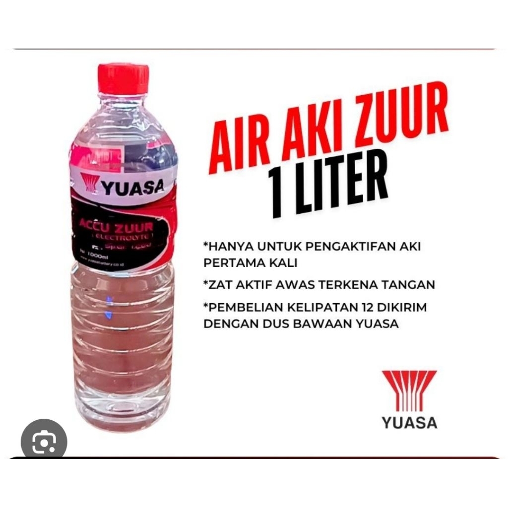 Yuasa air zuur 1 liter botol merah untuk aki