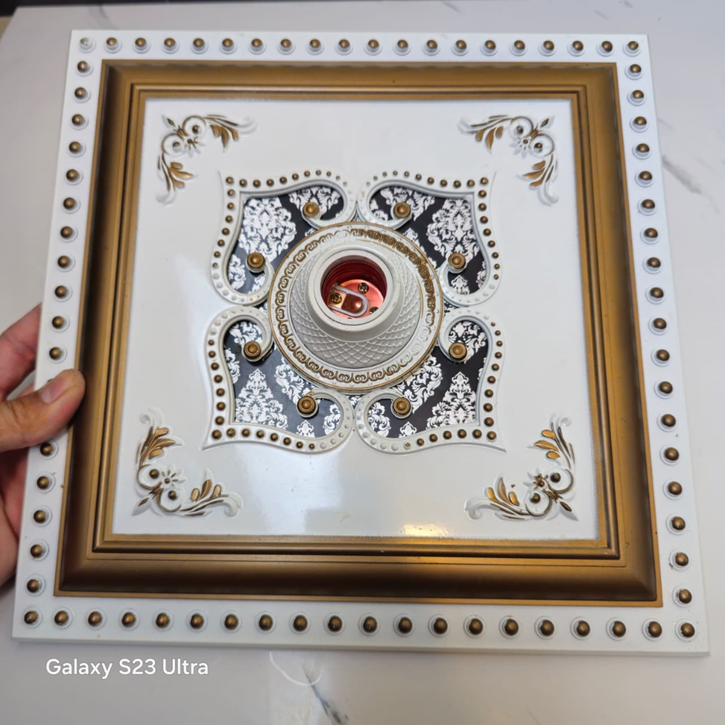 Fitting Lampu Plafon 30cm Elegan /ORNAMEN LAMPU PLAFON ARTISTIK PVC 30CM/FITING LAMPU PLAFON PVC fit