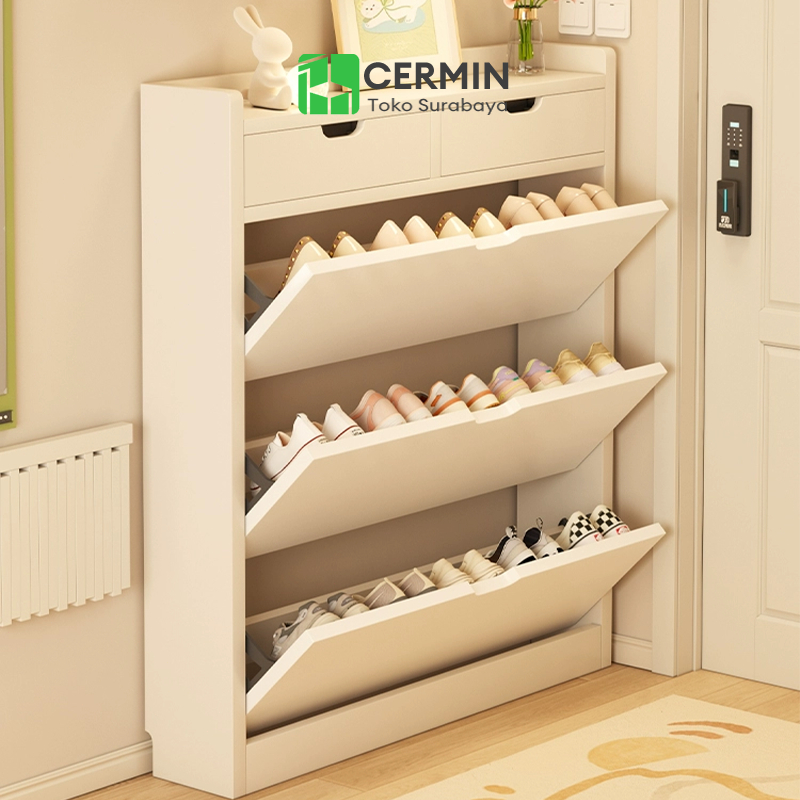 Pengiriman Dari Surabaya---Rak Lemari Sepatu Minimalis Rak Sepatu Kayu Susun Multilayer Rak Sepatu P