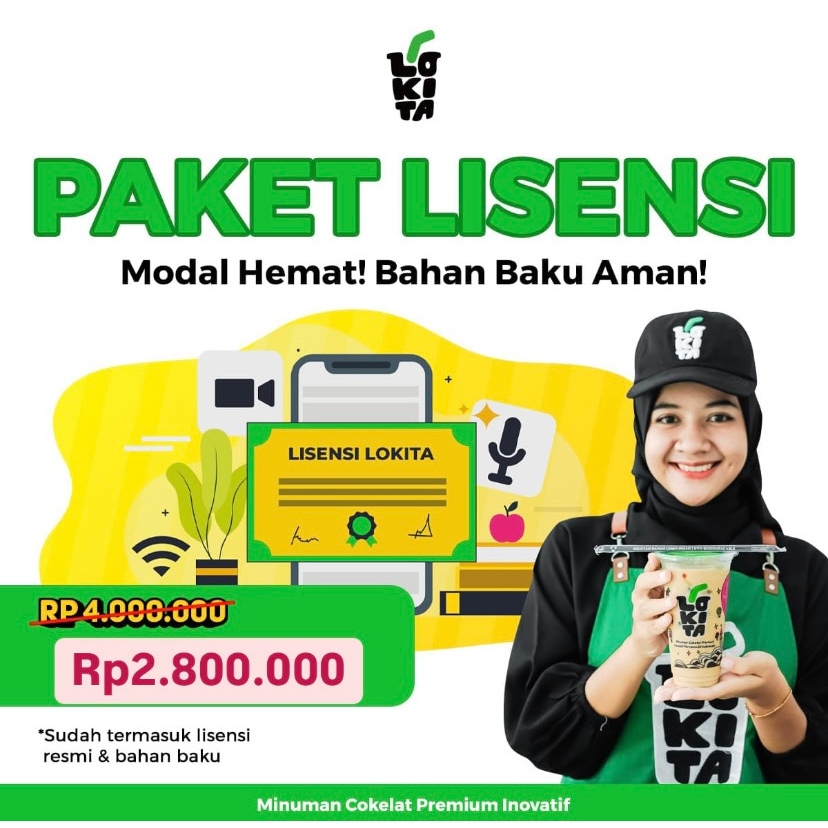 

Paket Lisensi Franchise Lokita Indonesia + paket bahan baku