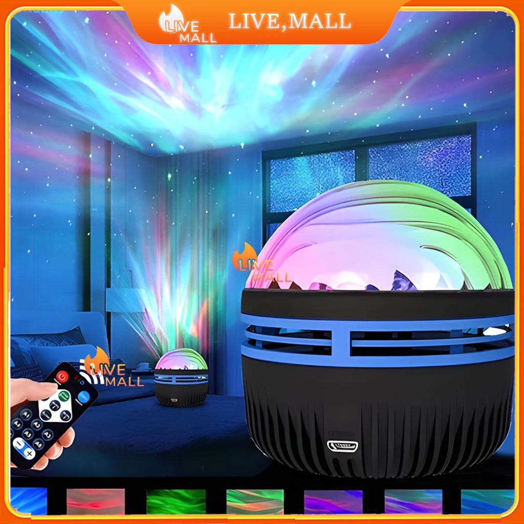 Lampu proyektor Aurora Utara mini Lampu Galaksi Langit Aurora Lampu Tidur Lampu Disco + Remote