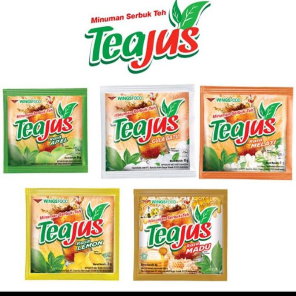 

Teajus pak rasa Gula Batu, lemon, Madu, Melati, Apel (1 pak) isi 6 renceng