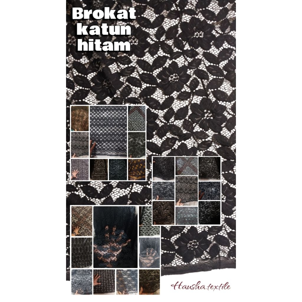 KAIN/BAHAN BRUKAT KATUN/KHUSUS HITAM/ANTIK/BRUKAT KEBAYA