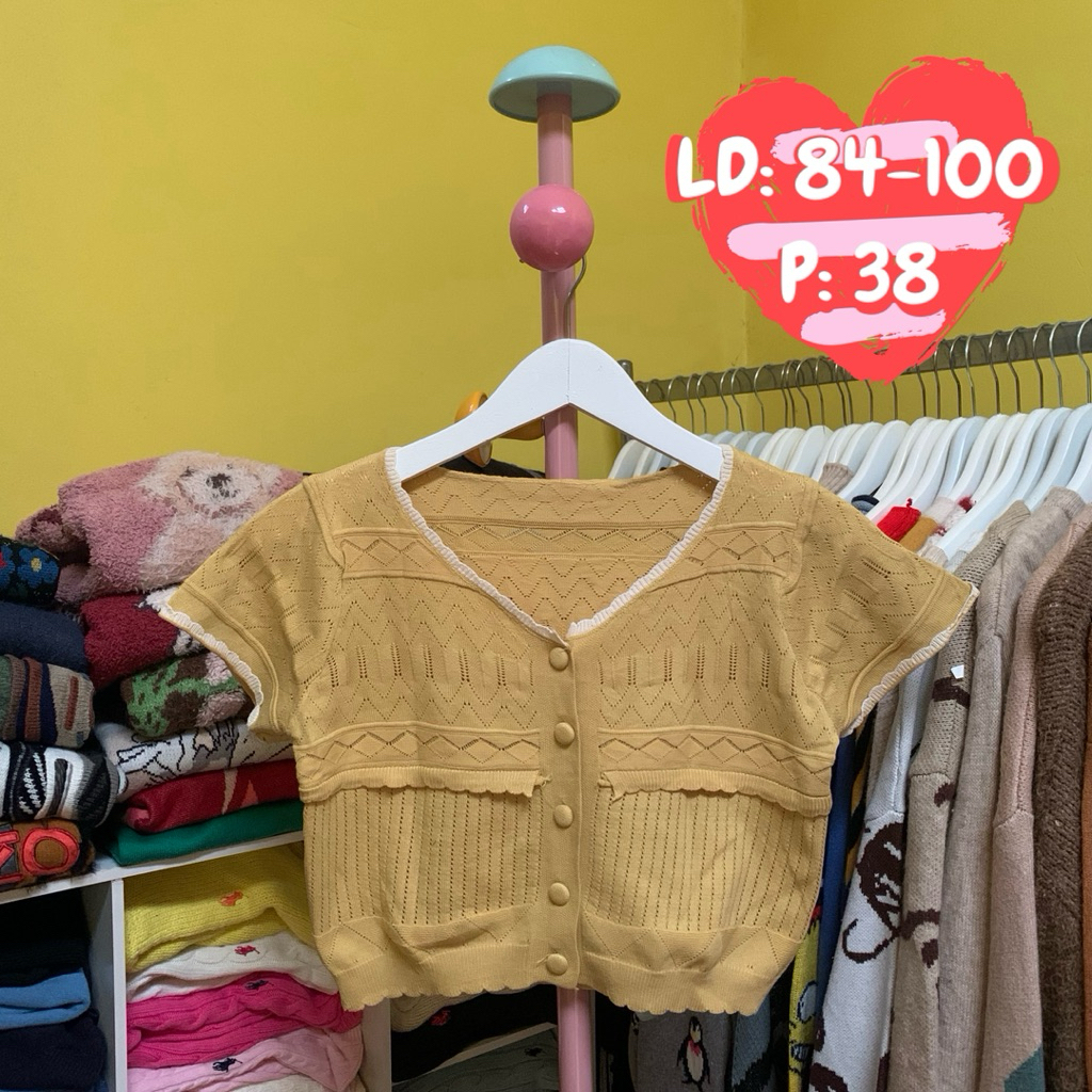 pendek rajut jaring kancing CROP part 1