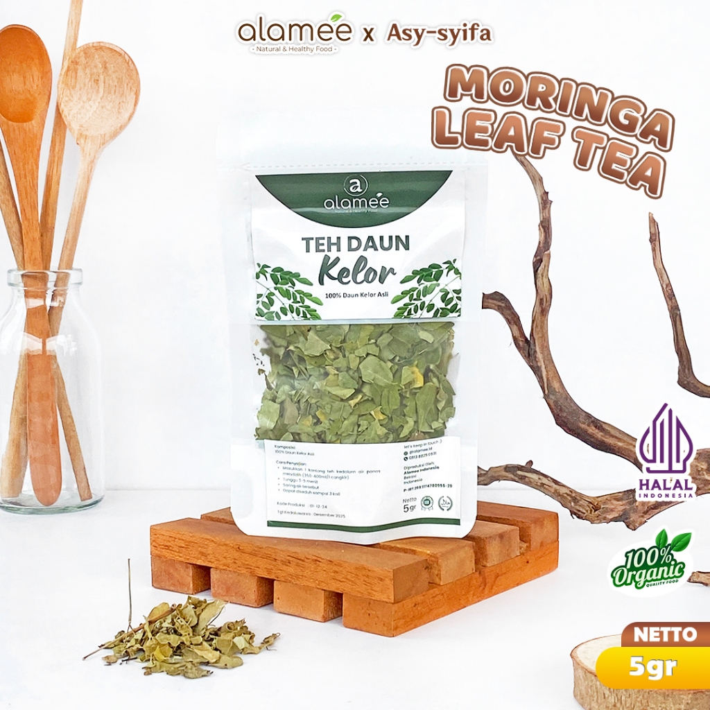 

ALAMEE Teh Daun Kelor Herbal Alami Moringa Tea Flower Asli Kering Organik Siap Seduh Minum 5gr
