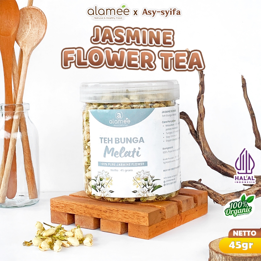 

ALAMEE Teh Bunga Jasmine Tea Flower Melati Organik Jasmin Herbal Kering Dried Siap Seduh Minum 45gr