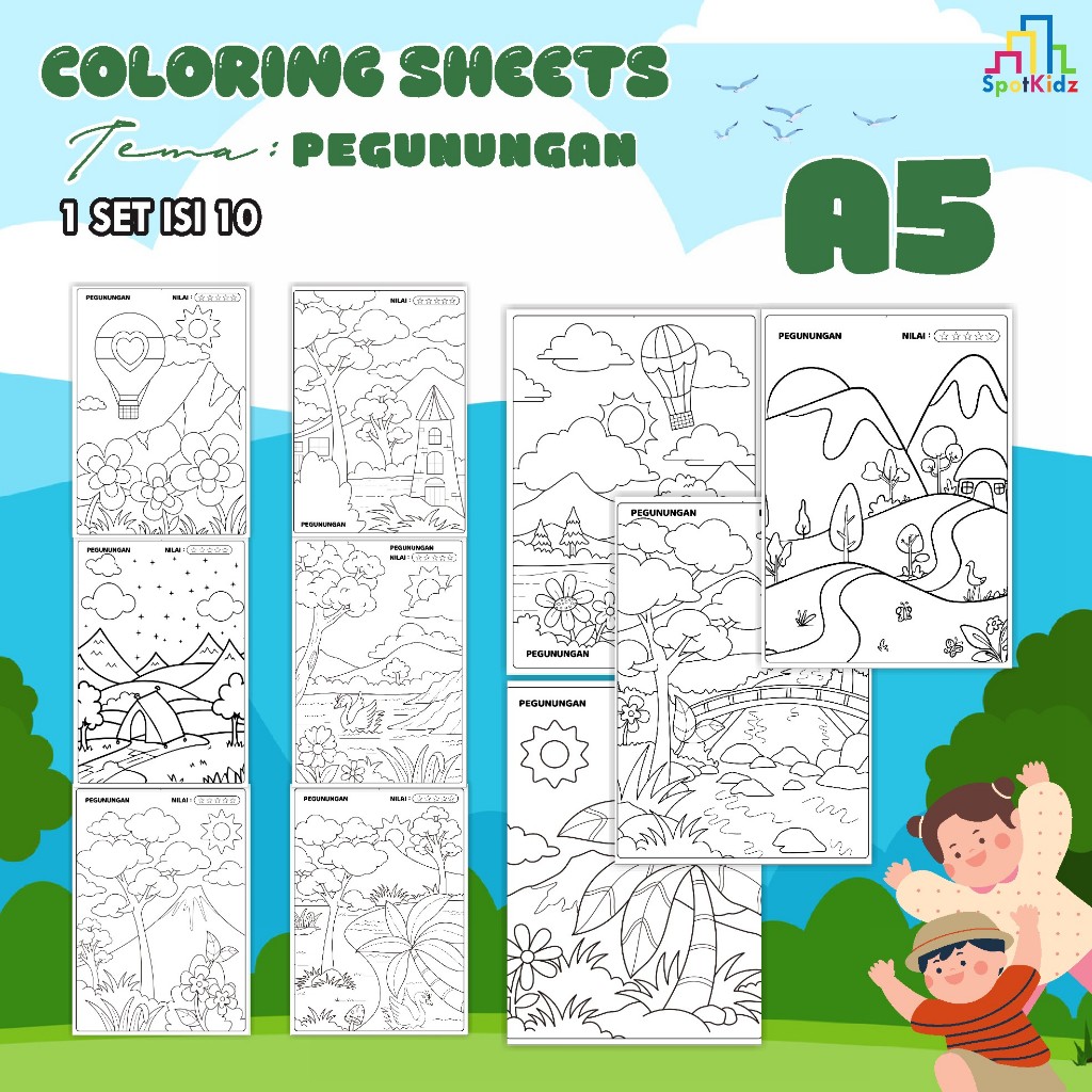 

KERTAS GAMBAR MEWARNAI TEMA PEMANDANGAN A5 ISI 10 LEMBAR - COLORING SHEET FOR KIDS READY STOCK