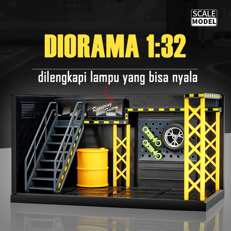 Garasi Miniatur Mobil – Diorama Bengkel Display Diecast 1:32